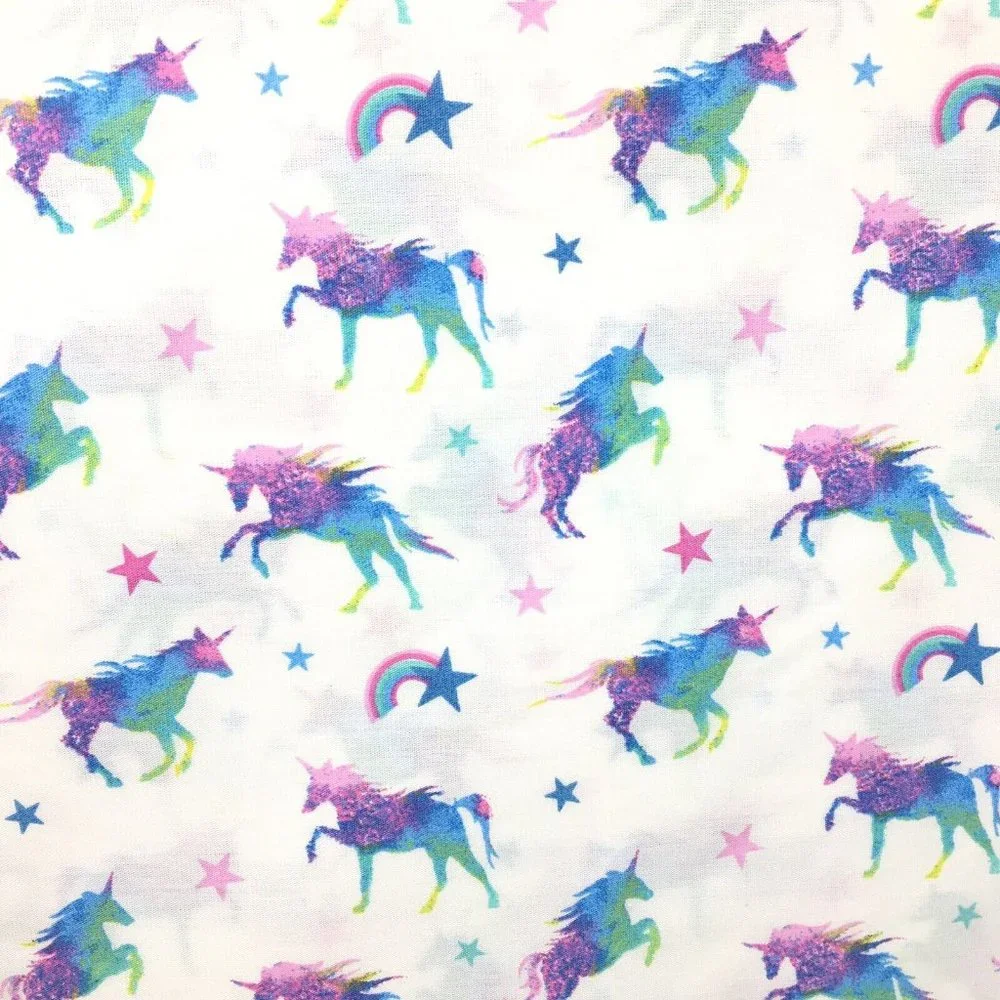 4pc Envogue Unicorn FULL Sheet Set Rainbow Star Pink Purple Green Blue Bright